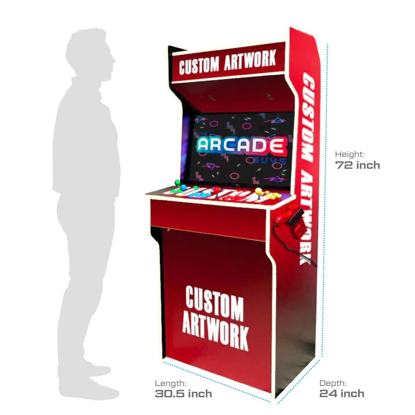 ULTIMATE 32" 4-player Retro Arcade custom artwork measures
