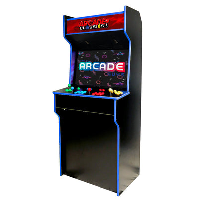 blue retro arcade cabinet