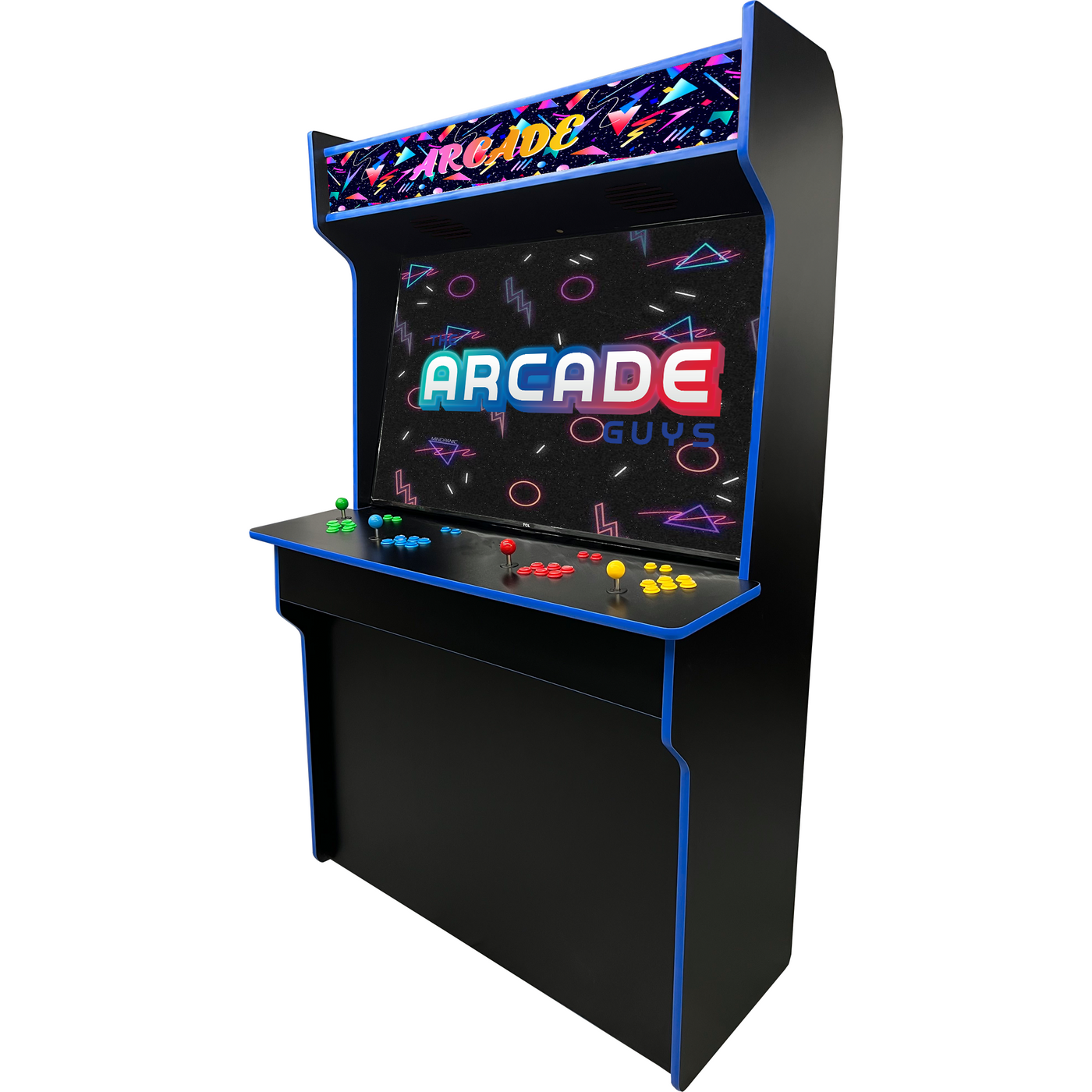 4-player 4K 55" arcade 90s font blue